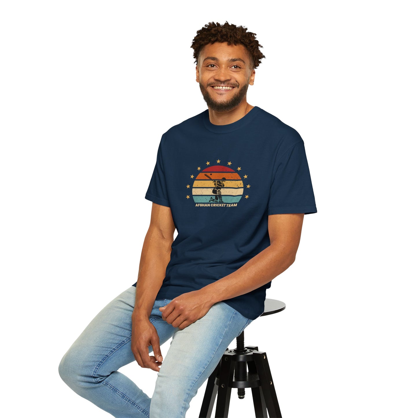 Retro Afghan Cricket Team T-Shirt - Unisex Garment-Dyed Tee