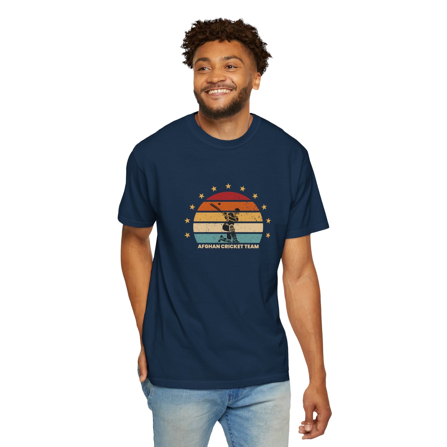 Retro Afghan Cricket Team T-Shirt - Unisex Garment-Dyed Tee