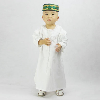 Cotton and Linen Embroidered Small Muslim Men's Robe