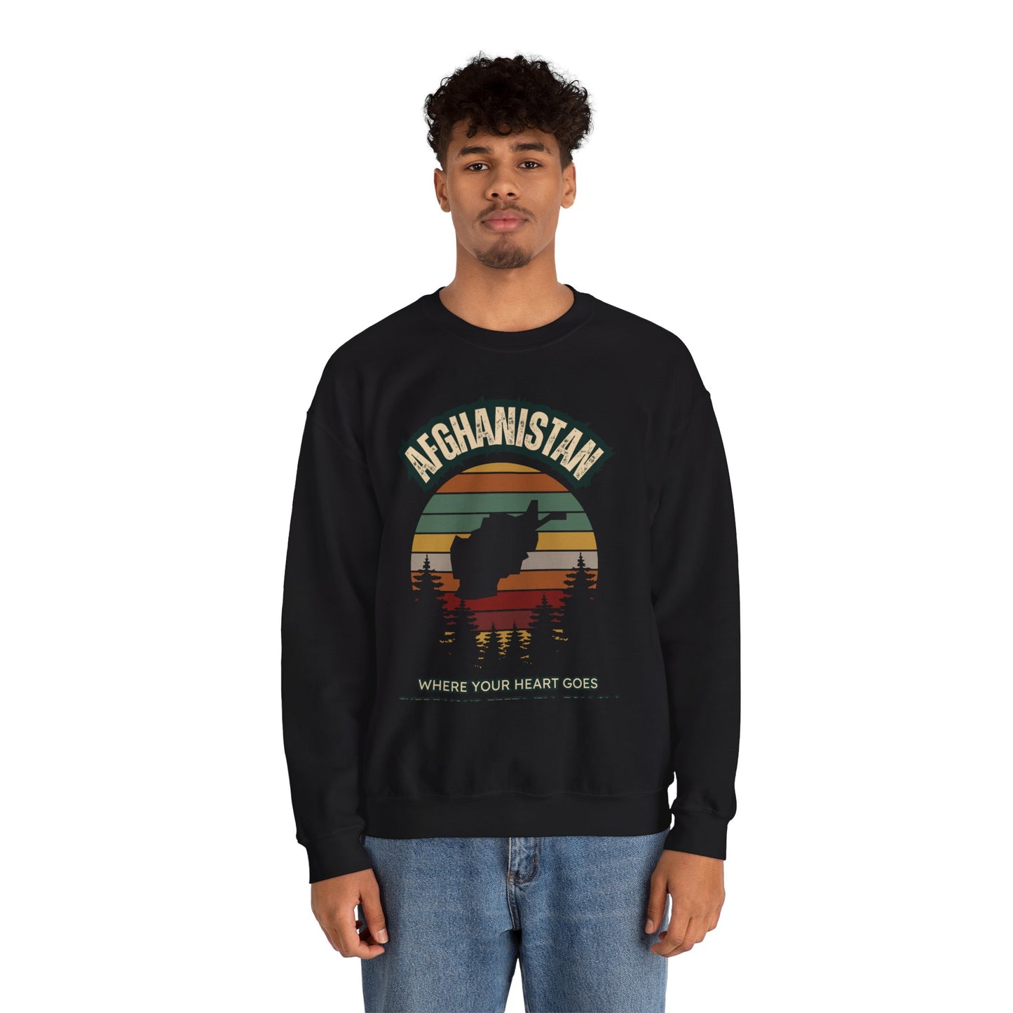 Afghanistan Retro Mountain Crewneck Sweatshirt – Where Your Heart Is