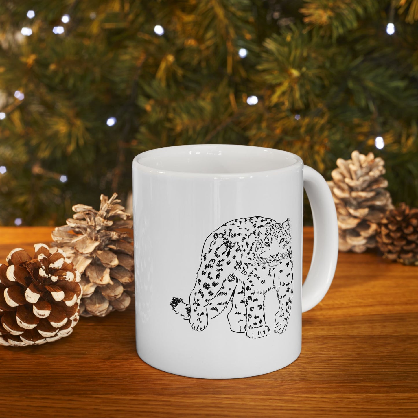 Snow Leopard Ceramic Mug - 11oz & 15oz Coffee Cup for Animal Lovers