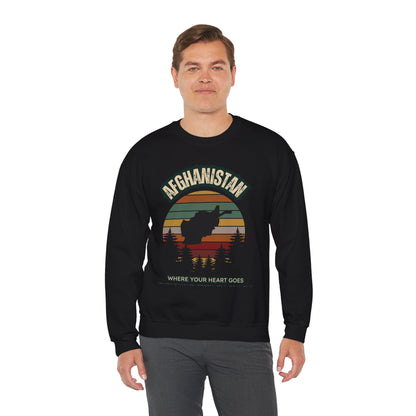 Afghanistan Retro Mountain Crewneck Sweatshirt – Where Your Heart Is