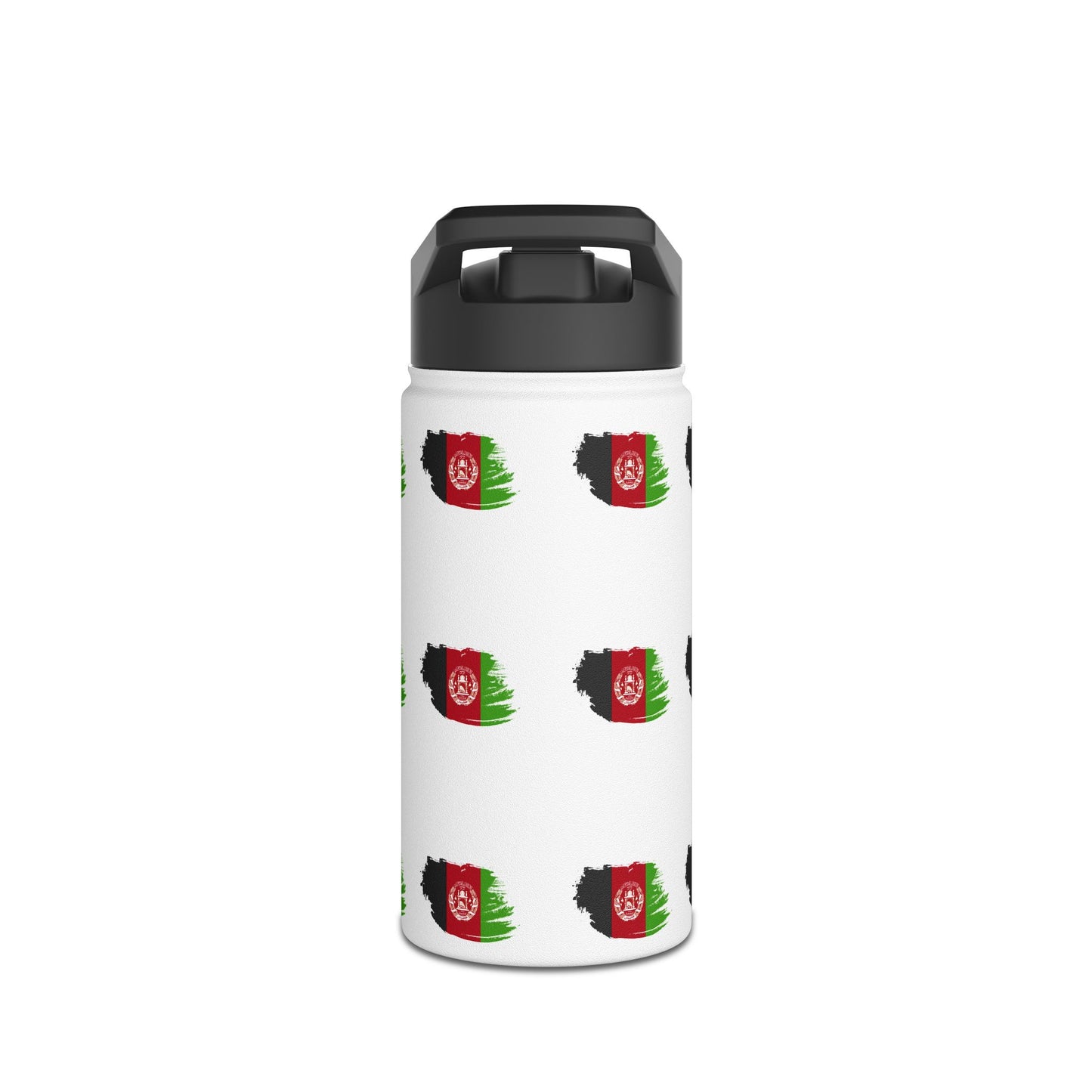 Afghanistan Flag Stainless Steel Water Bottle – Repeating Brushstroke Design