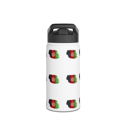 Afghanistan Flag Stainless Steel Water Bottle – Repeating Brushstroke Design