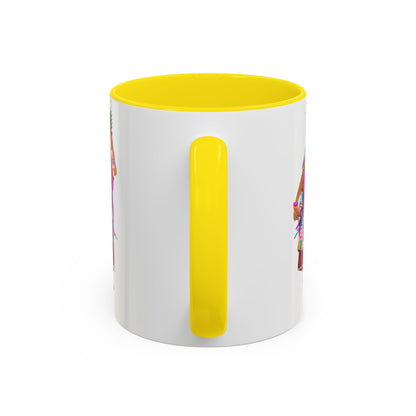 Accent Coffee Mug — Colorful Hawaiian Woman with Pineapple Illustration