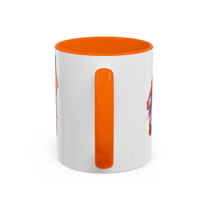 Accent Coffee Mug — Colorful Hawaiian Woman with Pineapple Illustration
