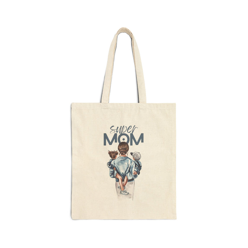 Tote Bag — "Super Mom" Canvas Tote with Mom and Kids Illustration | Mother's Day Gift