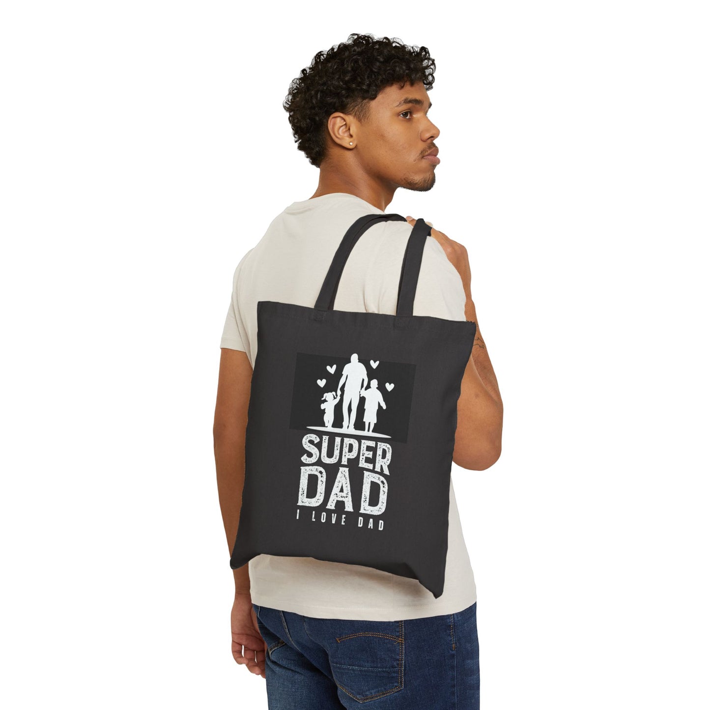 Super Dad Cotton Tote Bag – "I Love Dad" Father’s Day Gift