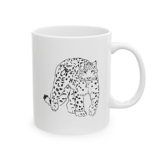 Snow Leopard Ceramic Mug - 11oz & 15oz Coffee Cup for Animal Lovers