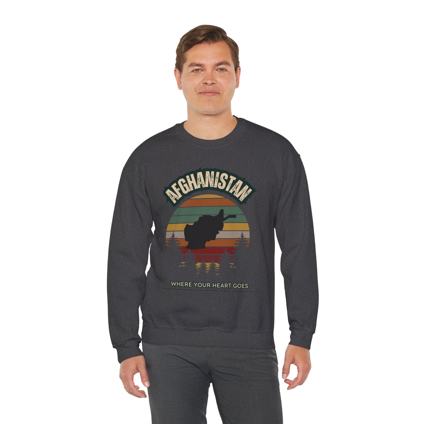 Afghanistan Retro Mountain Crewneck Sweatshirt – Where Your Heart Is