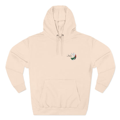 Minimal Crescent Peace Palestine Hoodie — Small Chest Graphic Fleece Pullover