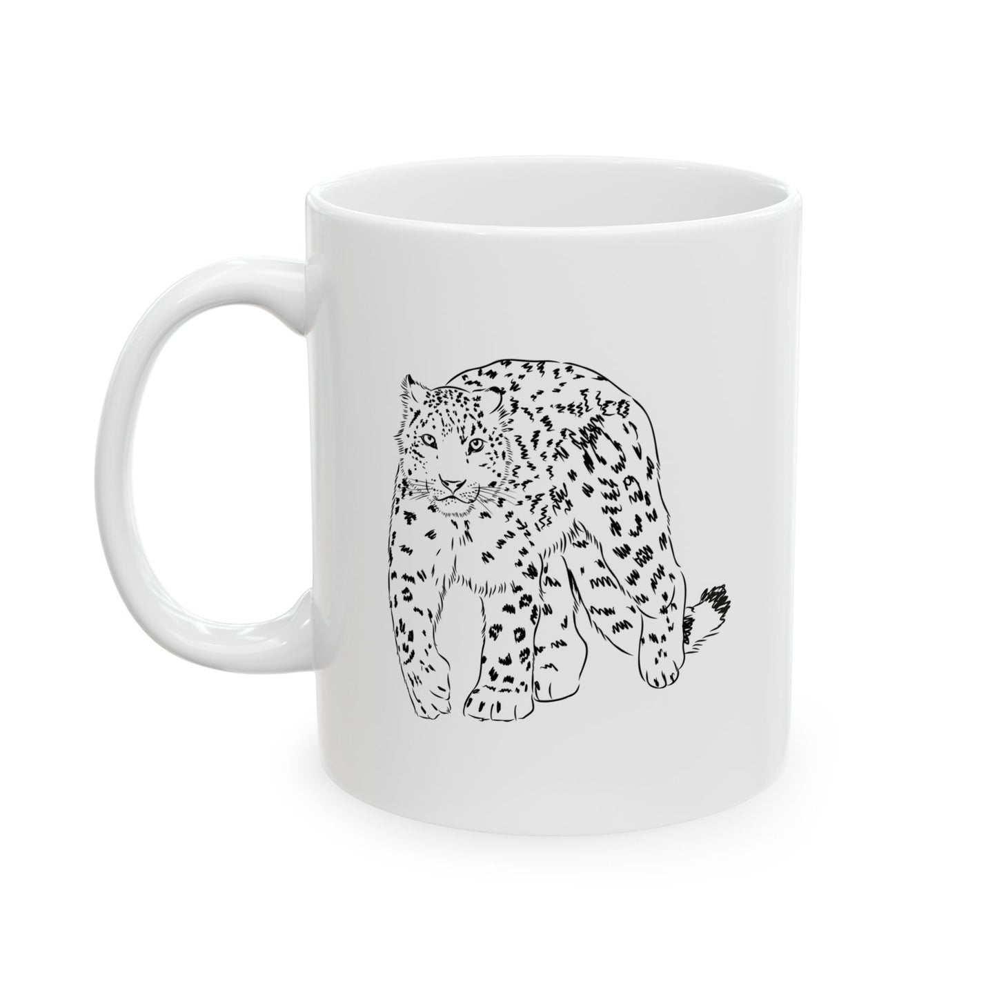 Snow Leopard Ceramic Mug - 11oz & 15oz Coffee Cup for Animal Lovers