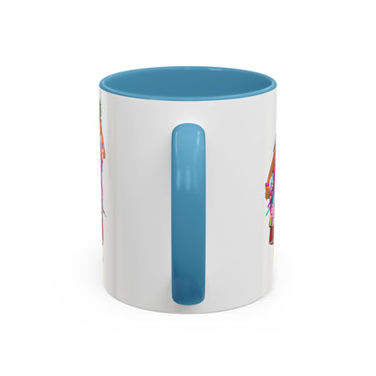Accent Coffee Mug — Colorful Hawaiian Woman with Pineapple Illustration