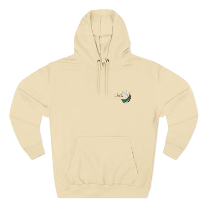 Minimal Crescent Peace Palestine Hoodie — Small Chest Graphic Fleece Pullover