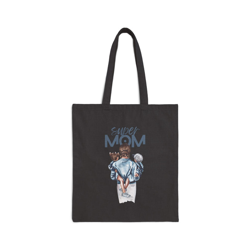 Tote Bag — "Super Mom" Canvas Tote with Mom and Kids Illustration | Mother's Day Gift