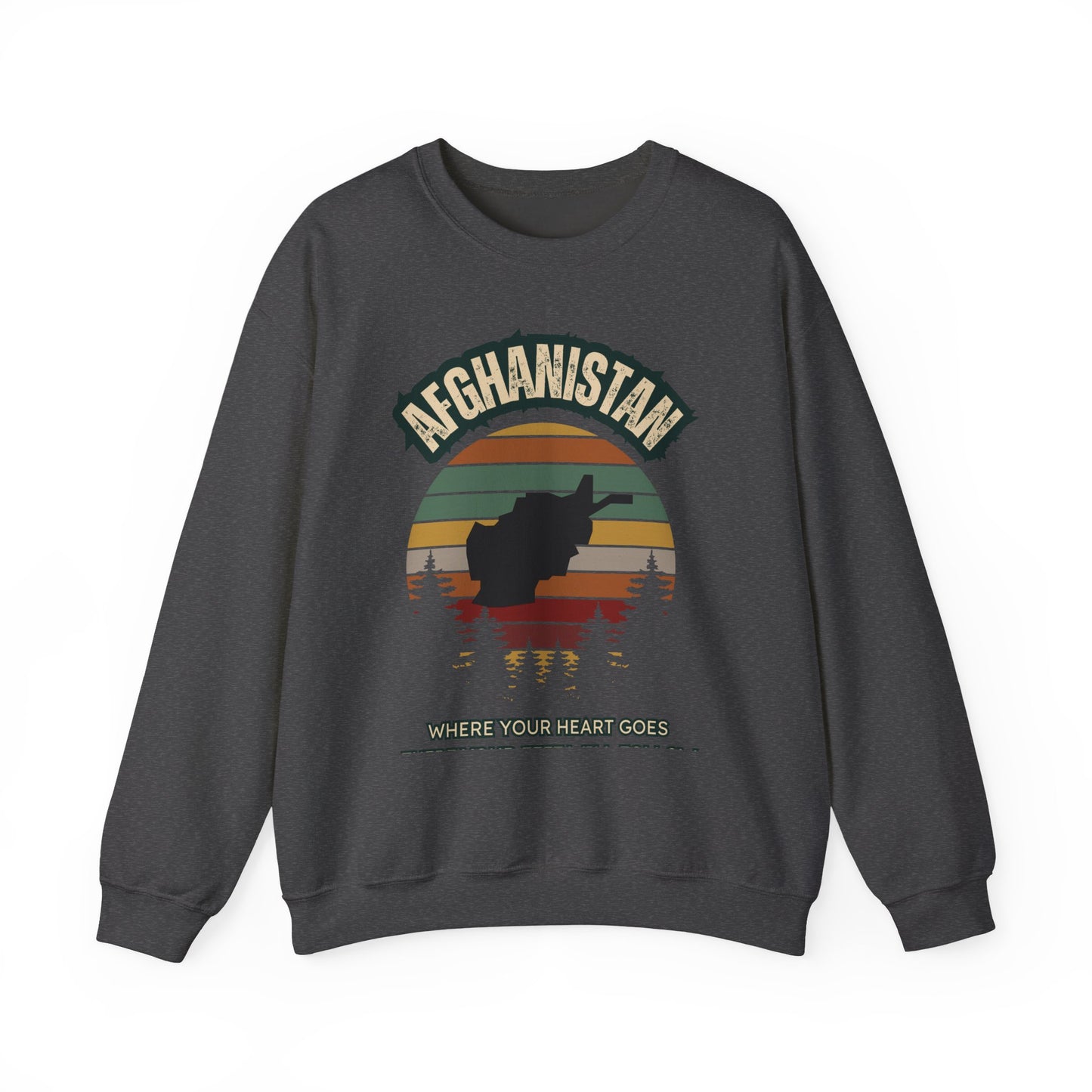 Afghanistan Retro Mountain Crewneck Sweatshirt – Where Your Heart Is