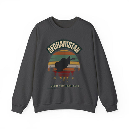Afghanistan Retro Mountain Crewneck Sweatshirt – Where Your Heart Is