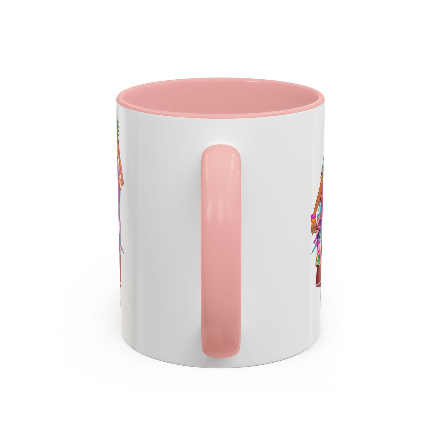 Accent Coffee Mug — Colorful Hawaiian Woman with Pineapple Illustration