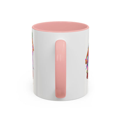Accent Coffee Mug — Colorful Hawaiian Woman with Pineapple Illustration
