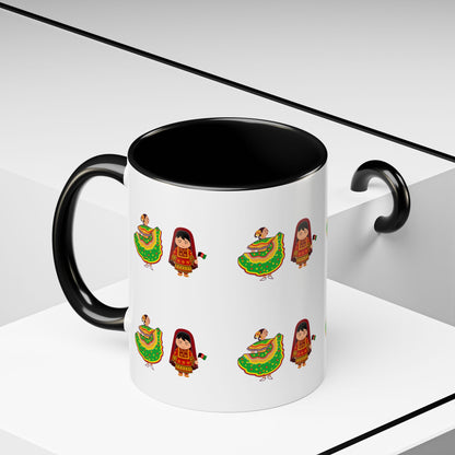 Mexican Folk Dance Accent Coffee Mug – Colorful Baile Jarabe Pattern (11/15oz)