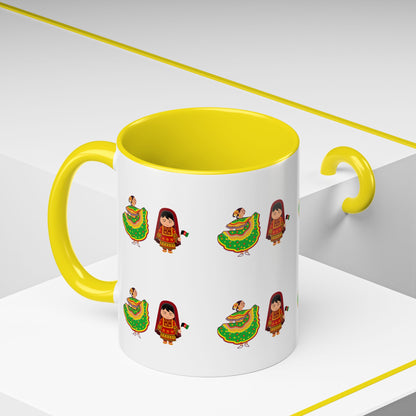 Mexican Folk Dance Accent Coffee Mug – Colorful Baile Jarabe Pattern (11/15oz)