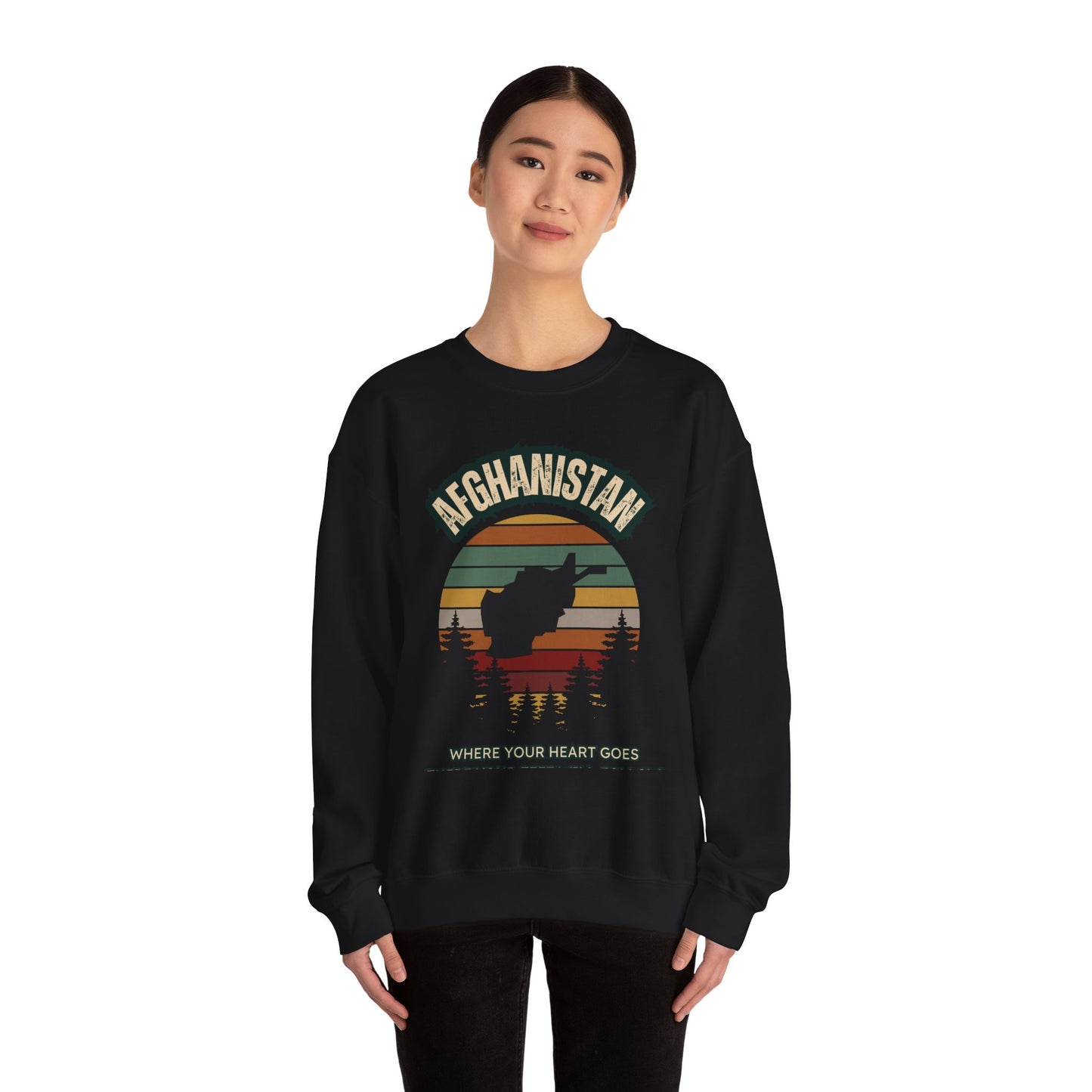 Afghanistan Retro Mountain Crewneck Sweatshirt – Where Your Heart Is