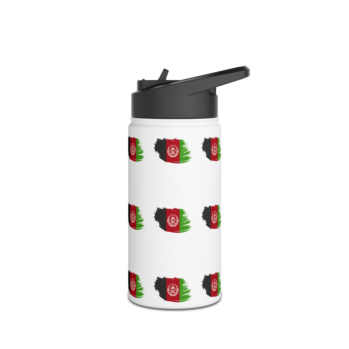 Afghanistan Flag Stainless Steel Water Bottle – Repeating Brushstroke Design