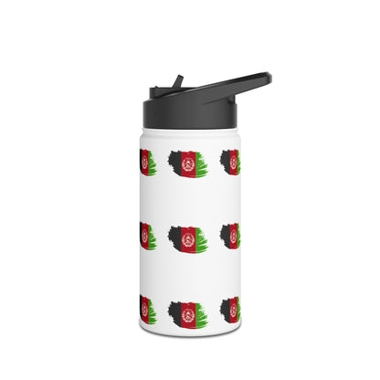 Afghanistan Flag Stainless Steel Water Bottle – Repeating Brushstroke Design