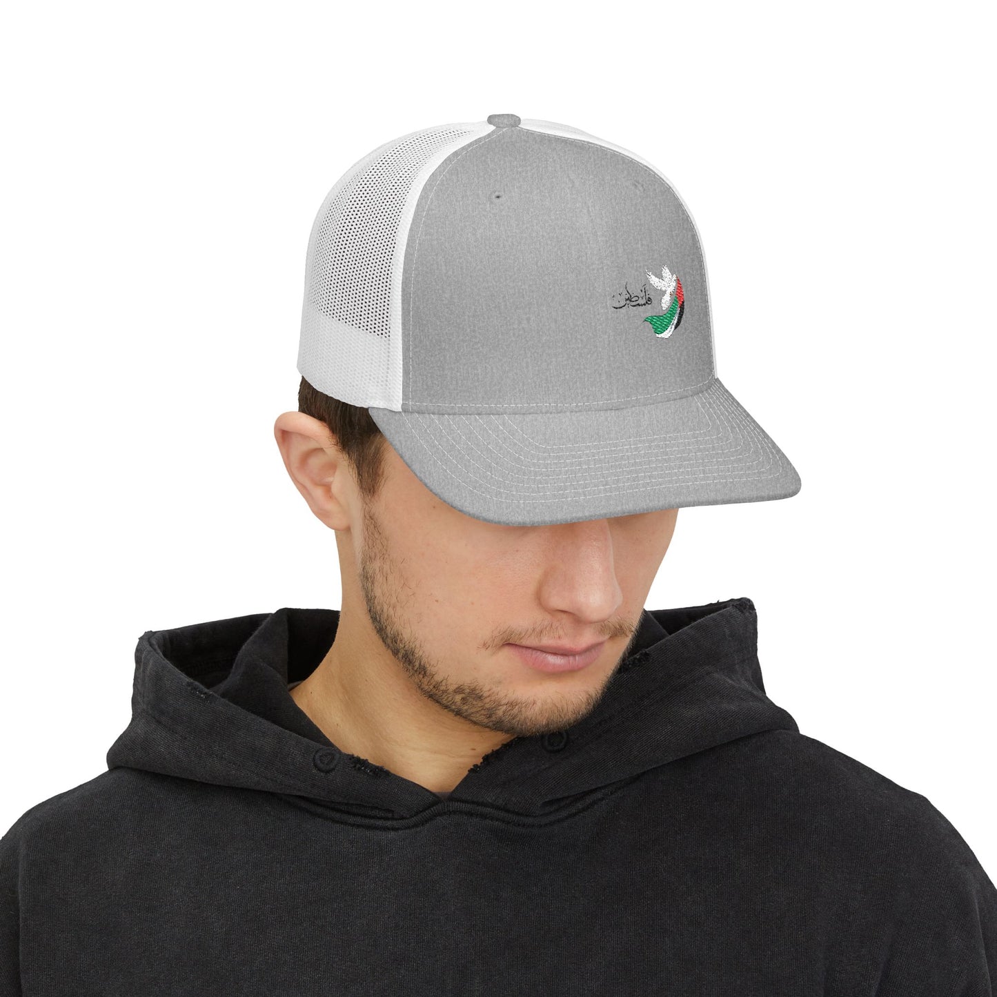 Embroidered Palestine Cap – Black/White Snapback