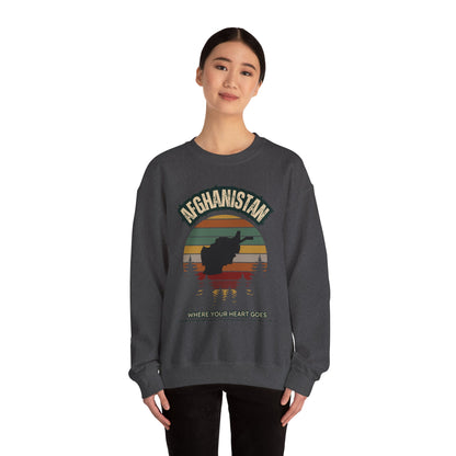 Afghanistan Retro Mountain Crewneck Sweatshirt – Where Your Heart Is