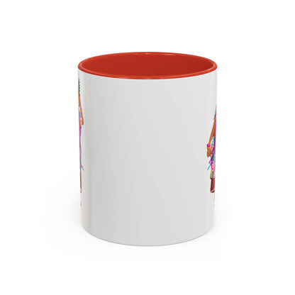 Accent Coffee Mug — Colorful Hawaiian Woman with Pineapple Illustration