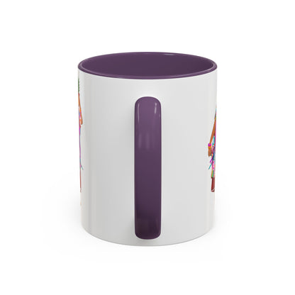 Accent Coffee Mug — Colorful Hawaiian Woman with Pineapple Illustration