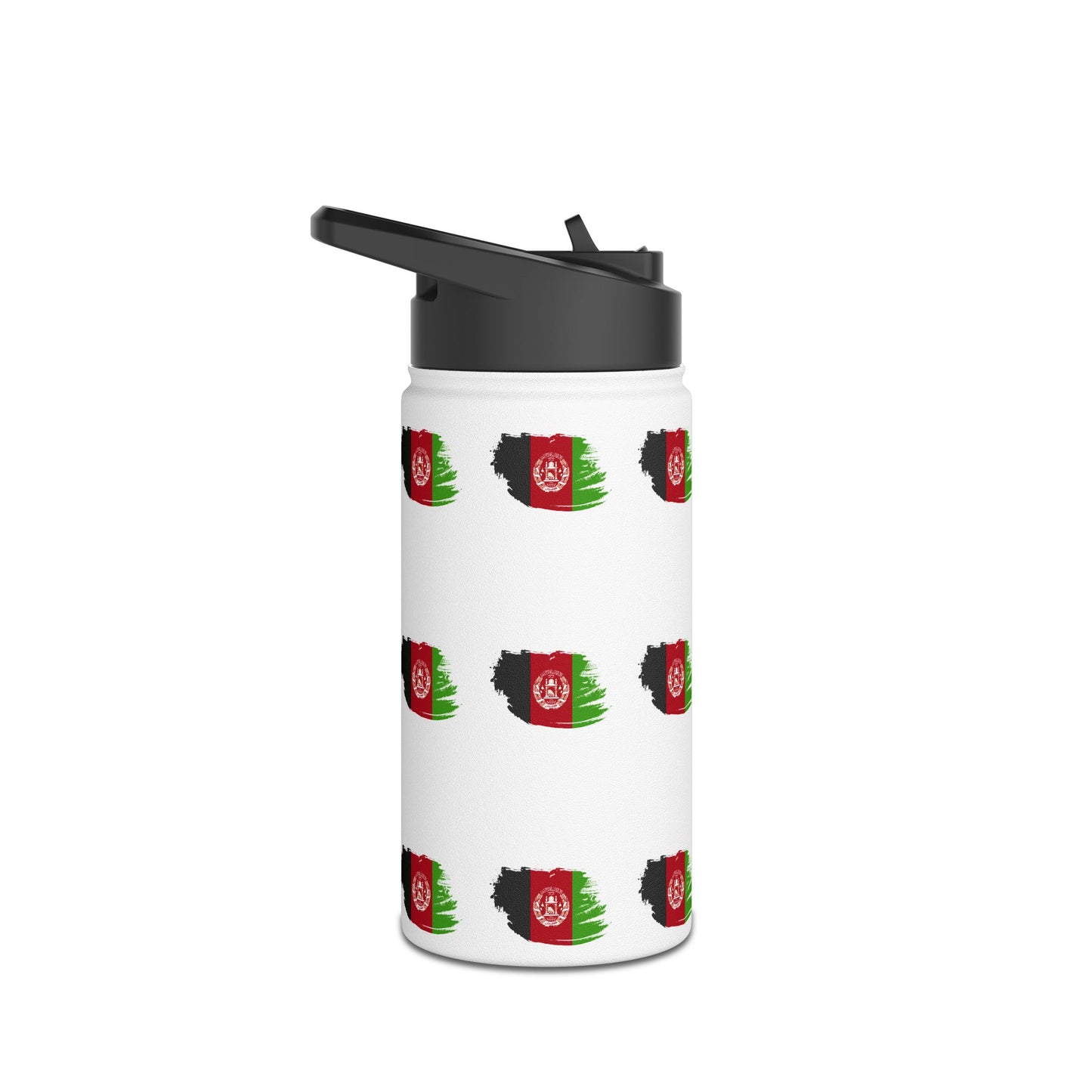 Afghanistan Flag Stainless Steel Water Bottle – Repeating Brushstroke Design