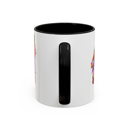 Accent Coffee Mug — Colorful Hawaiian Woman with Pineapple Illustration