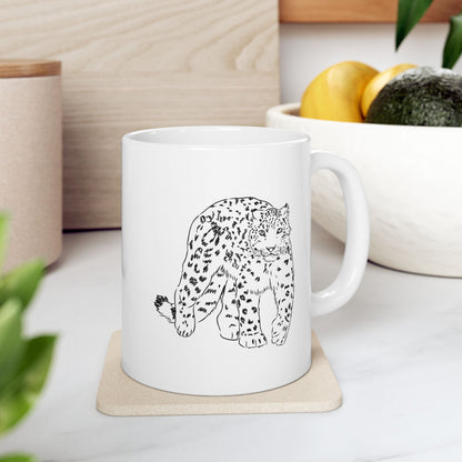Snow Leopard Ceramic Mug - 11oz & 15oz Coffee Cup for Animal Lovers