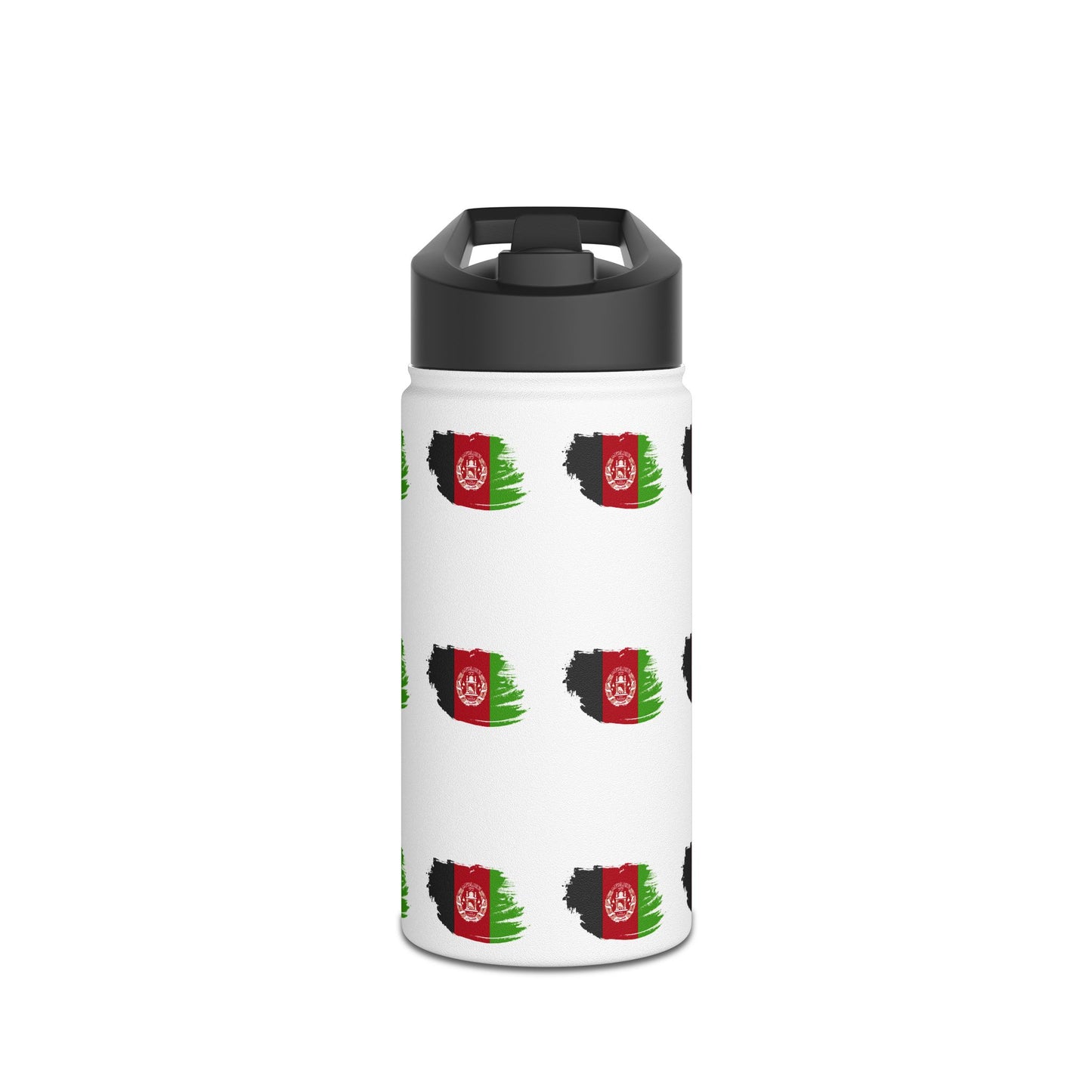 Afghanistan Flag Stainless Steel Water Bottle – Repeating Brushstroke Design