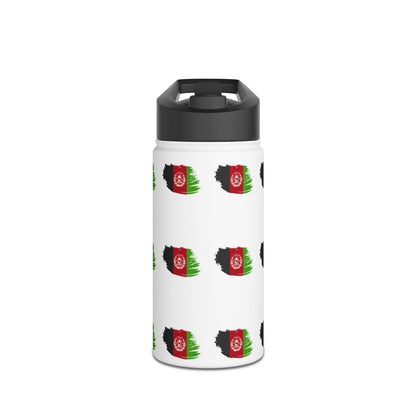 Afghanistan Flag Stainless Steel Water Bottle – Repeating Brushstroke Design