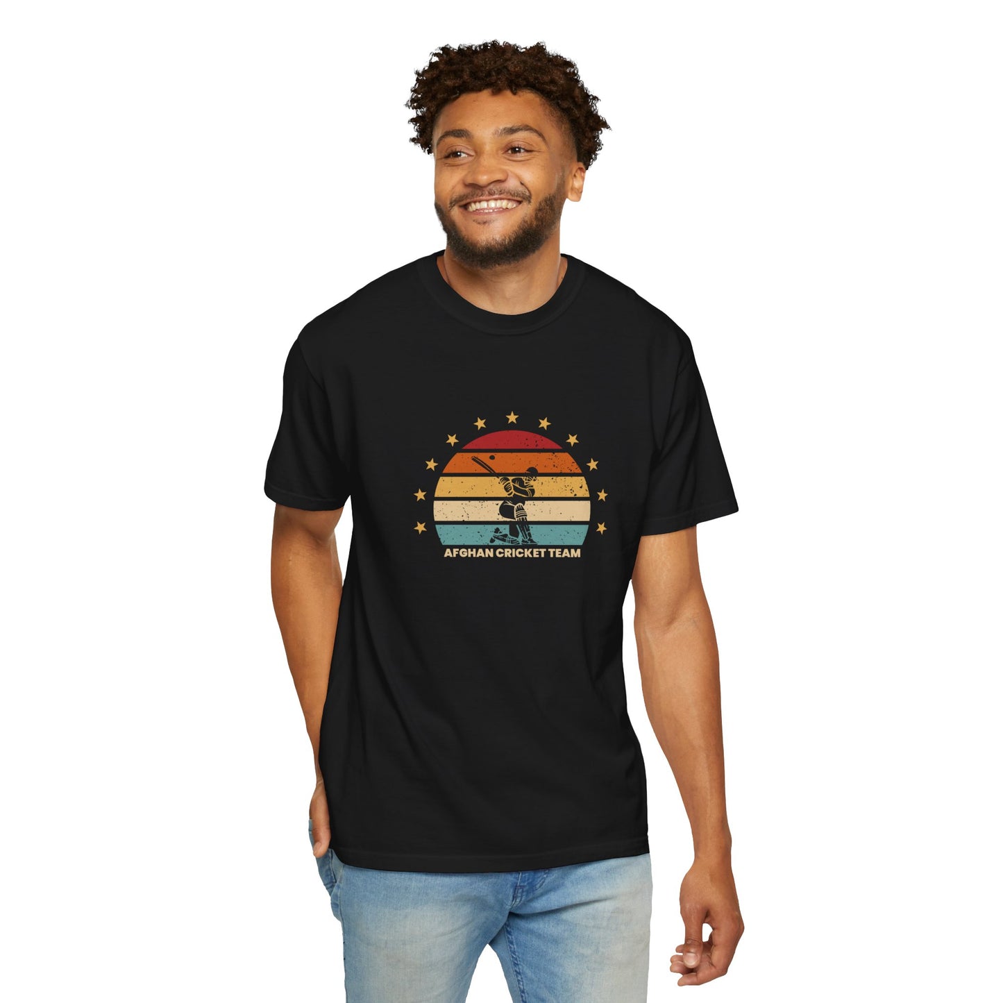 Retro Afghan Cricket Team T-Shirt - Unisex Garment-Dyed Tee