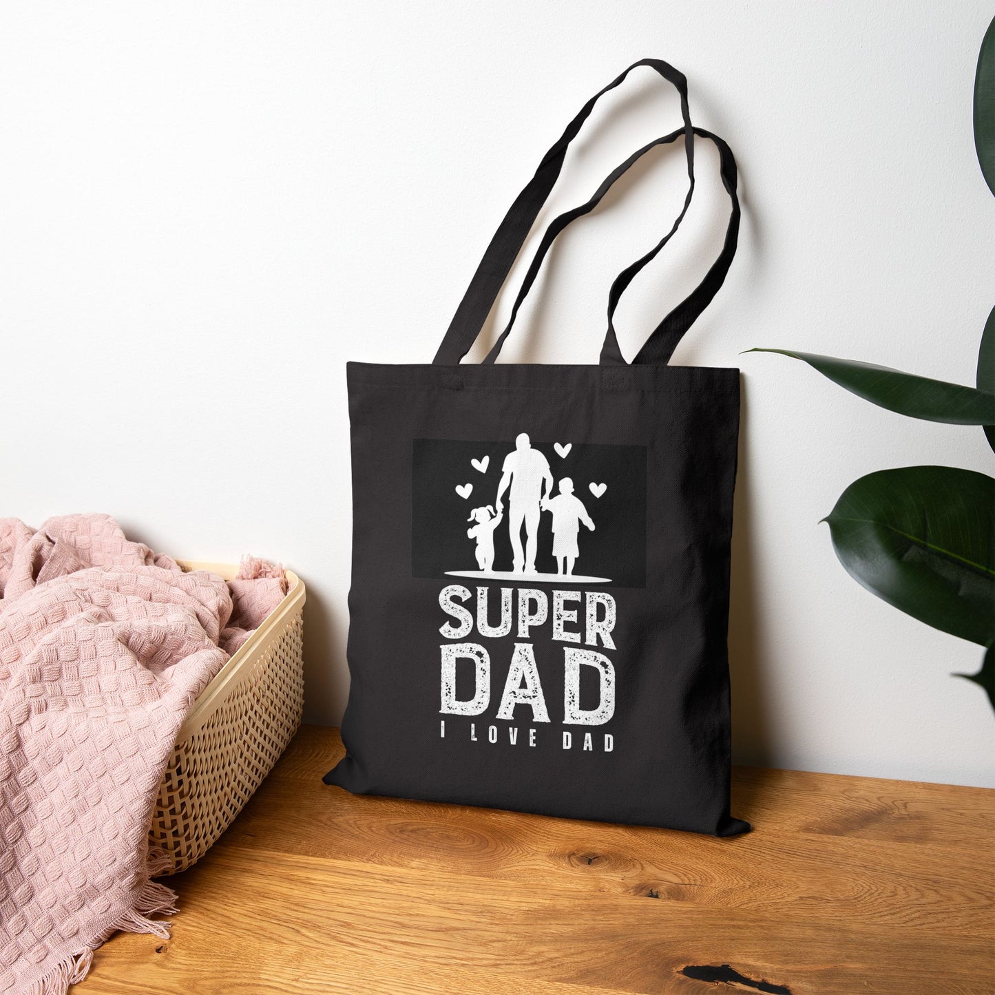 Super Dad Cotton Tote Bag – "I Love Dad" Father’s Day Gift
