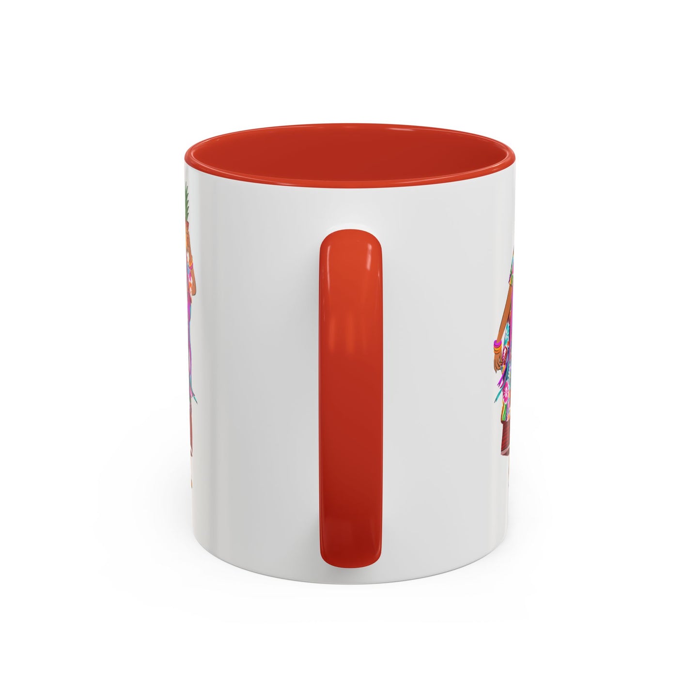 Accent Coffee Mug — Colorful Hawaiian Woman with Pineapple Illustration