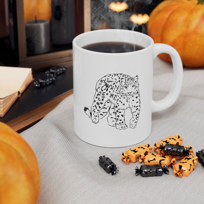 Snow Leopard Ceramic Mug - 11oz & 15oz Coffee Cup for Animal Lovers