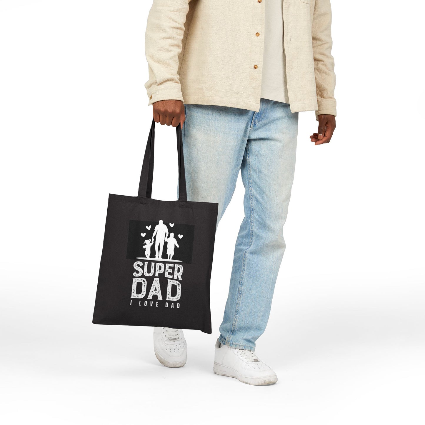 Super Dad Cotton Tote Bag – "I Love Dad" Father’s Day Gift