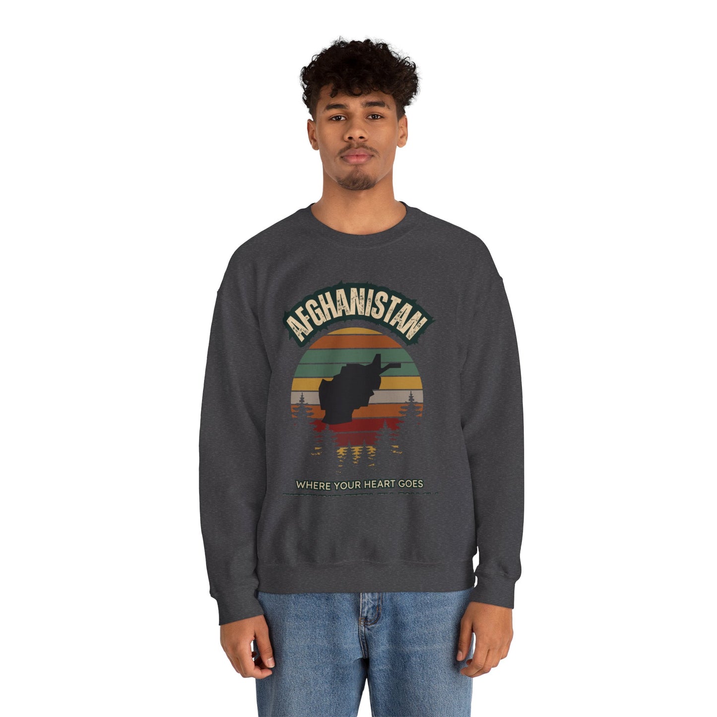 Afghanistan Retro Mountain Crewneck Sweatshirt – Where Your Heart Is