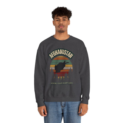 Afghanistan Retro Mountain Crewneck Sweatshirt – Where Your Heart Is