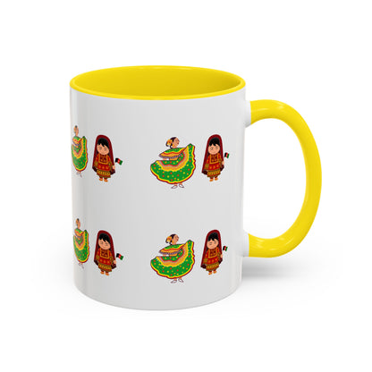 Mexican Folk Dance Accent Coffee Mug – Colorful Baile Jarabe Pattern (11/15oz)