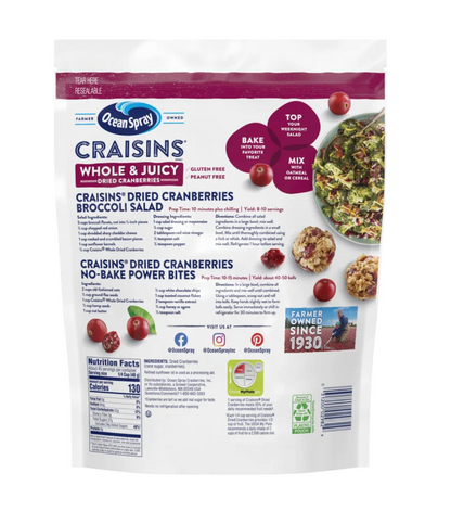 Ocean Spray Craisins, Whole Dried Cranberries, 64 oz