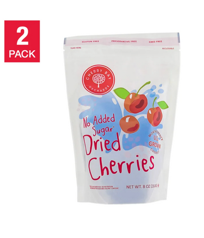 Cherry Bay Orchards No-Added-Sugar Dried Montmorency Cherries, 8 oz Bag (2-Pack)