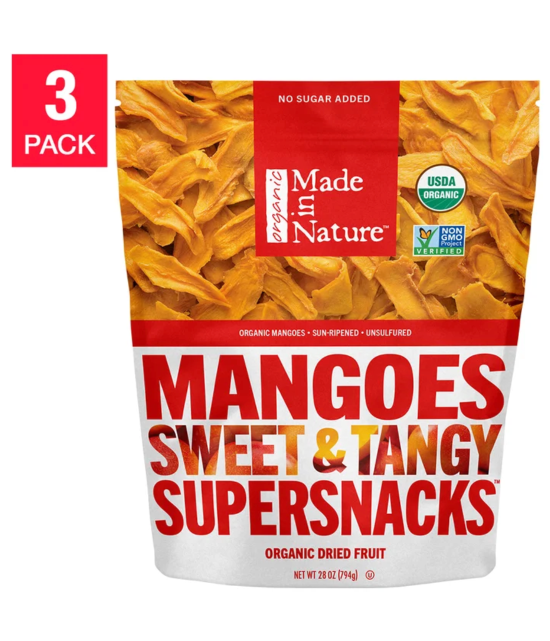 Made in Nature USDA Organic Dried Mangos, 28 oz (3-Pack)